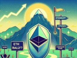 ETH preço ilustração com uma montanha