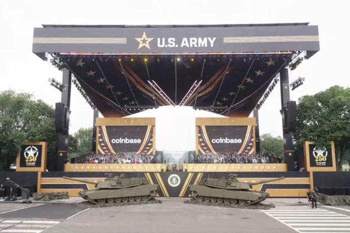 Parada militar patrocinada pela Coinbase